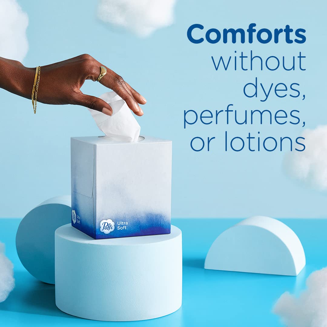 PUFFS Ultra suave tela facial no loción, blanco, 48 unidades