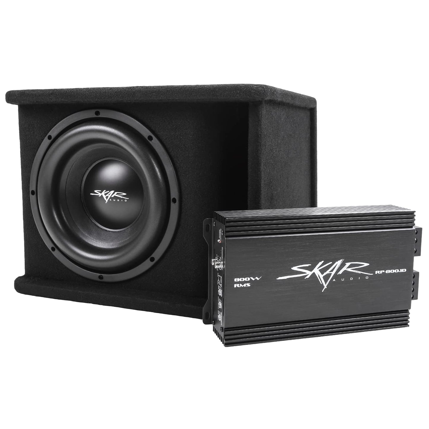 Skar Audio Single 10 Pulgadas Completo 1, 200 W Serie Sdr Subwoofer Paquete de Graves – Incluye Caja cargada con Amplificador