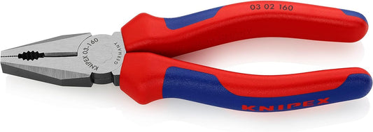 Knipex 03 02 160 SB Alicate Universal Atramentado con Fundas en Dos Componentes, color Negro, 160 mm