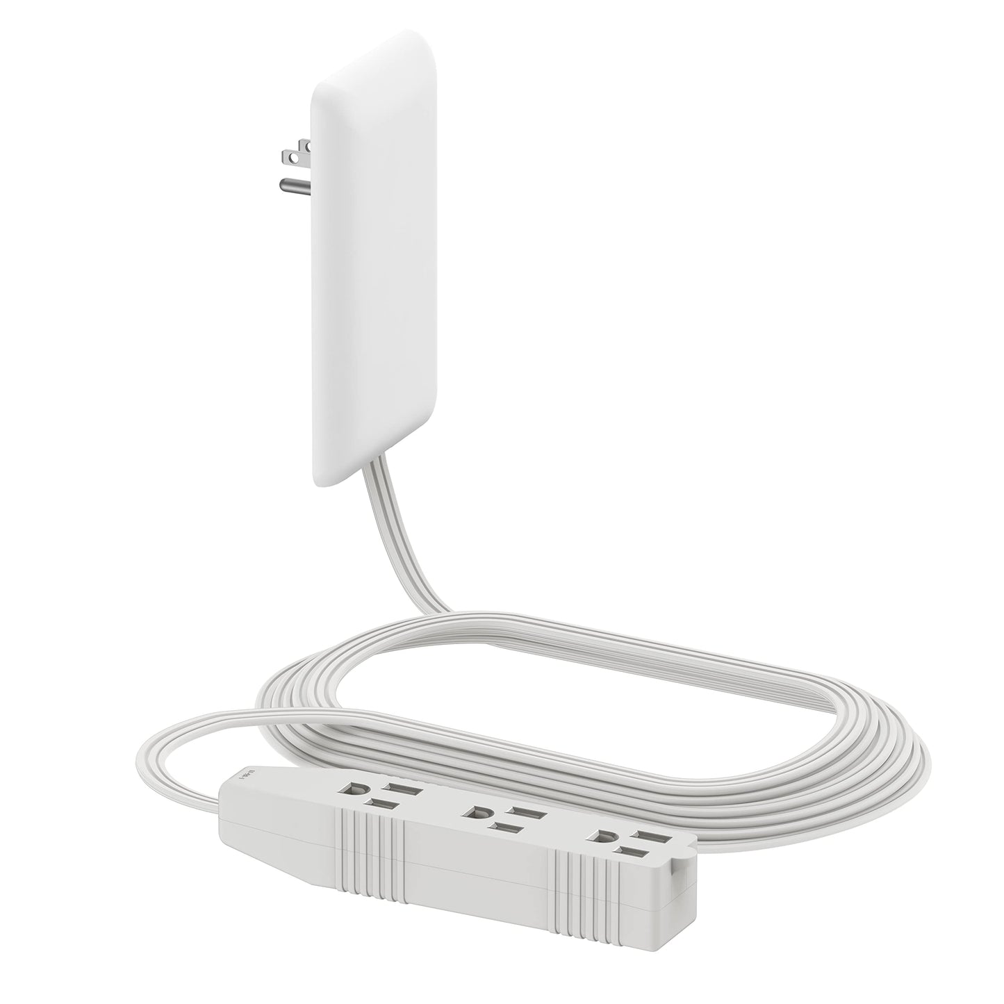 LIDER Extensor de toma de cara plana con 3 receptáculos, enchufe de placa de pared ultradelgado con extensor de cable y tira de alimentación de 3 salidas, cable de 8 pies, LWE8-315-W, listado ETL