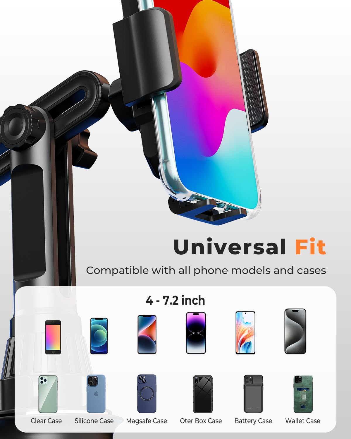 Lorima - Soporte Universal para teléfono de Taza Ajustable para Coche, Compatible con iPhone, Samsung, Huawei, LG, Sony y Nokia