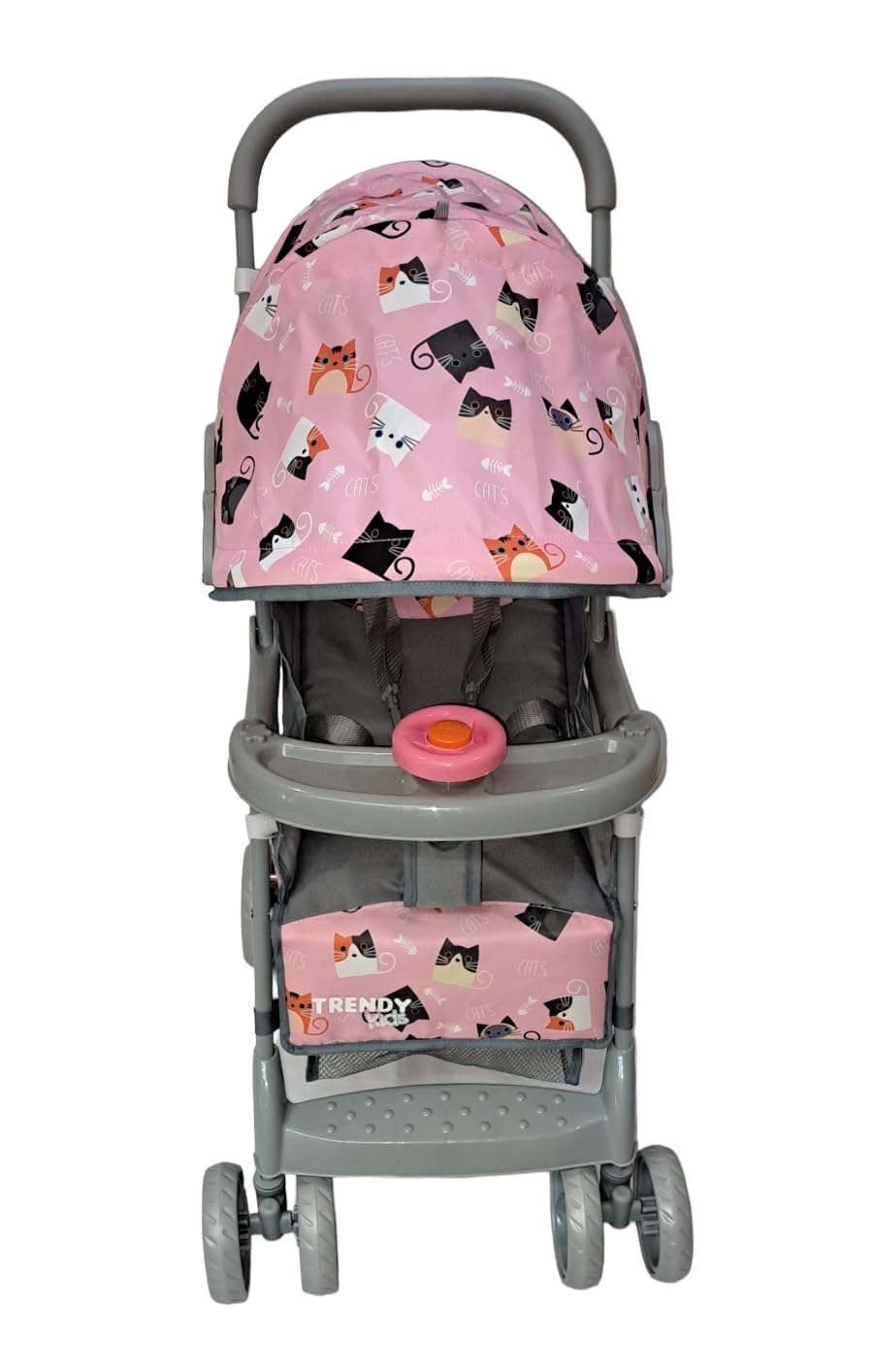 Carriola Plegable HAPY Gatitos Rosa Reclinable y Ligera para Bebé