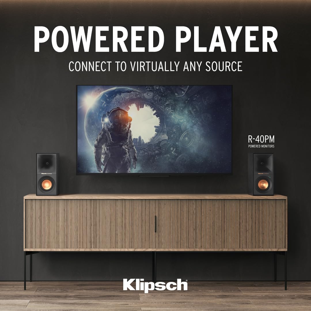 Altavoces de Estantería Klipsch Reference R-40PM Negros con Bocina Tractrix y Suspensión de Viaje Lineal