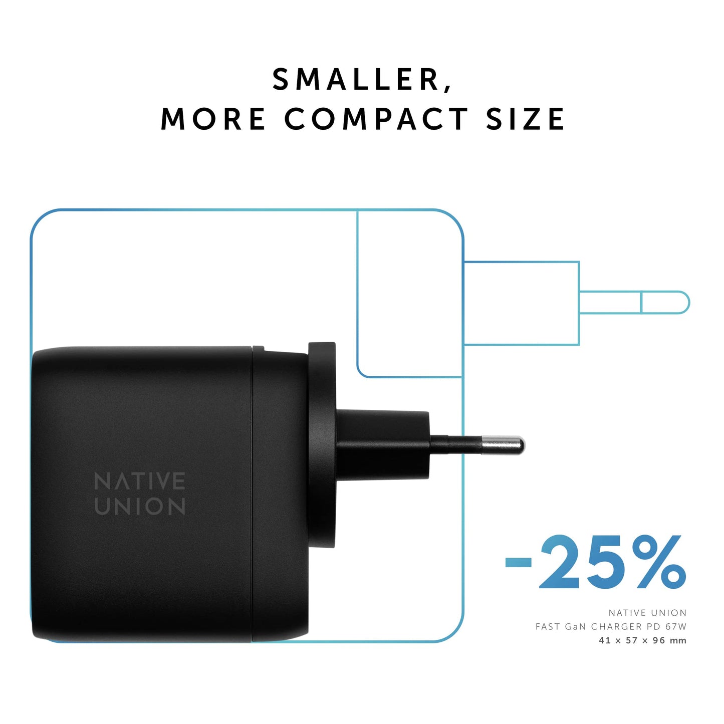 Cargador Rápido Native Union Negro GAN PD67W USB-C con Power Delivery para Múltiples Dispositivos