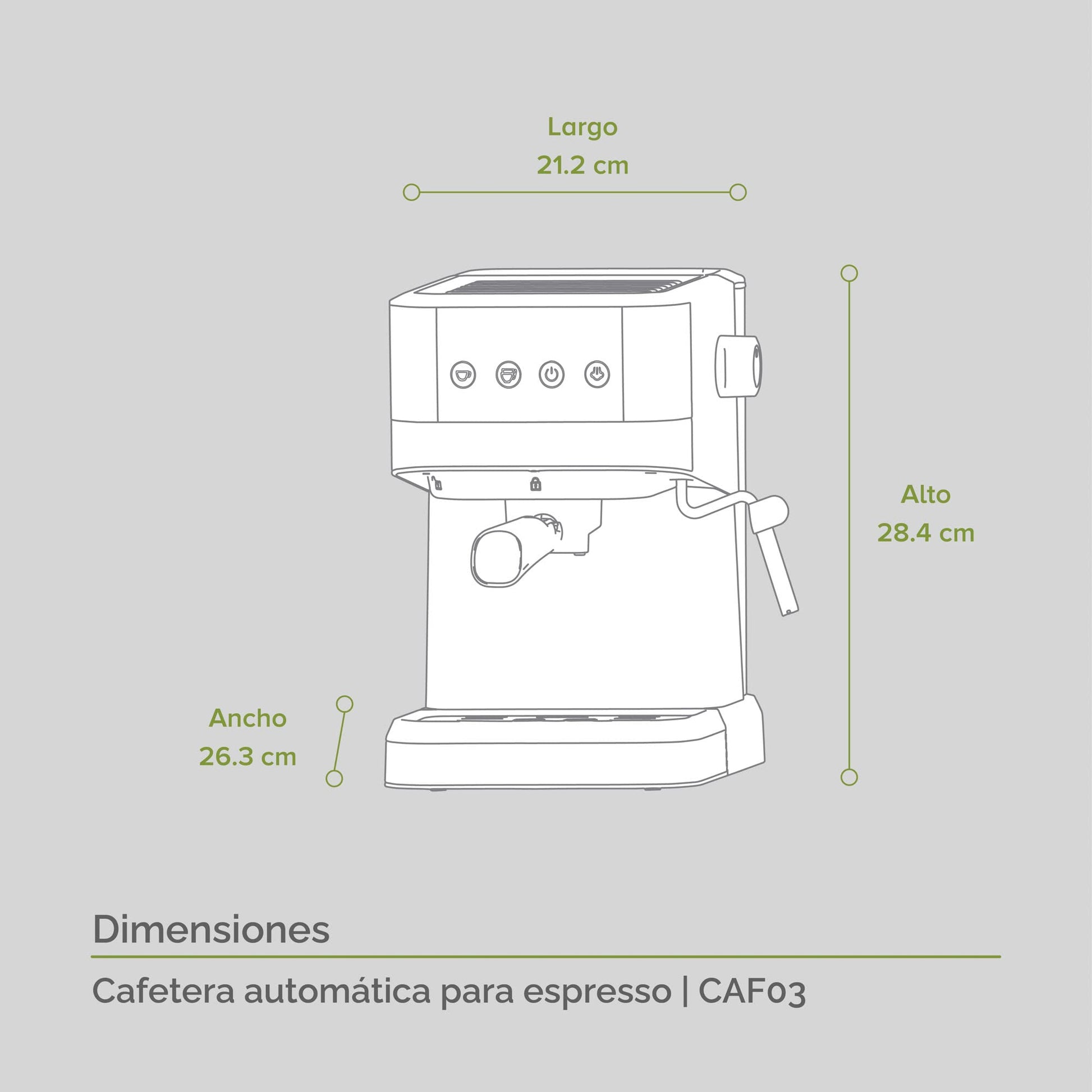 AVERA Cafetera Espresso y Capuchino con Espumador de Leche, Automatica, Incluye 2 Tazas, Tanque de Agua 800ml, 15 Bares, Color Negro y Acero Inoxidable, CAF03