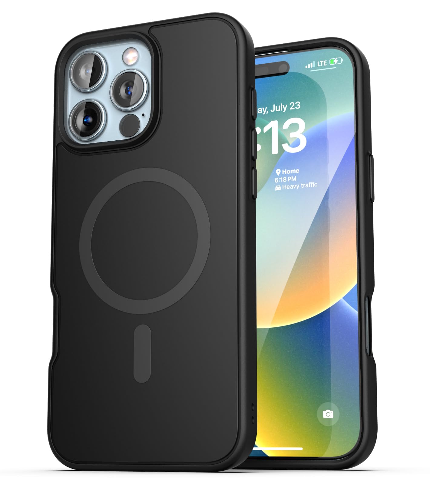 Funda para iPhone 16 Pro Encased Mate Negro con Clip para Cinturón Compatible con MagSafe