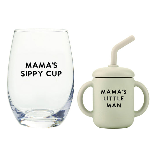 Stephan Baby Mommy & Me Gifts - Juego de vasos de vino y vasos para beber en caja de regalo, 2 piezas, Mama + Lil Man