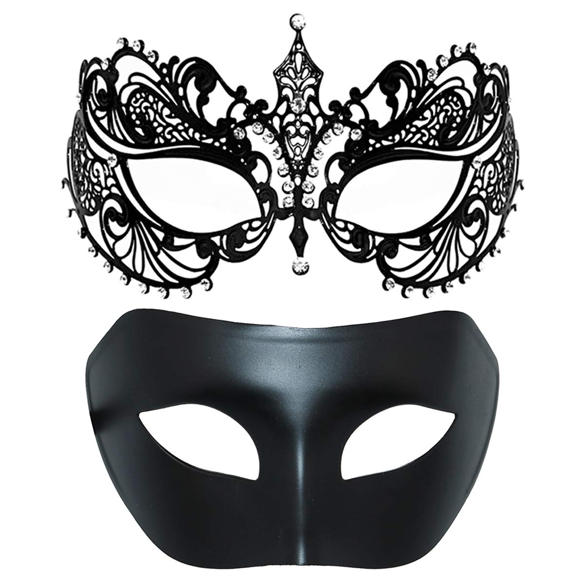 Máscaras Venecianas de Corona Negro para Disfraces de Mardi Gras
