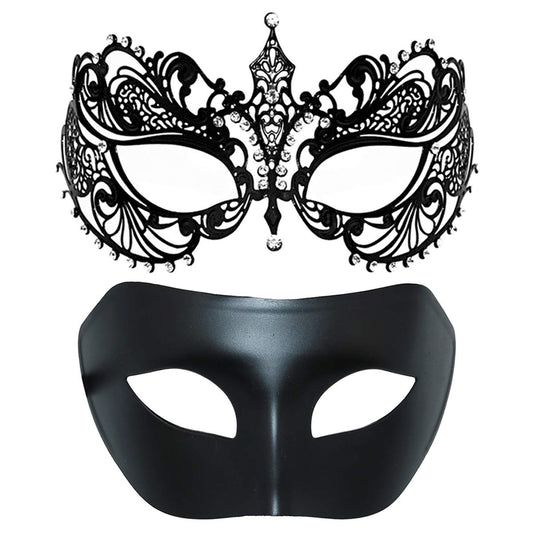 Máscaras Venecianas de Corona Negro para Disfraces de Mardi Gras