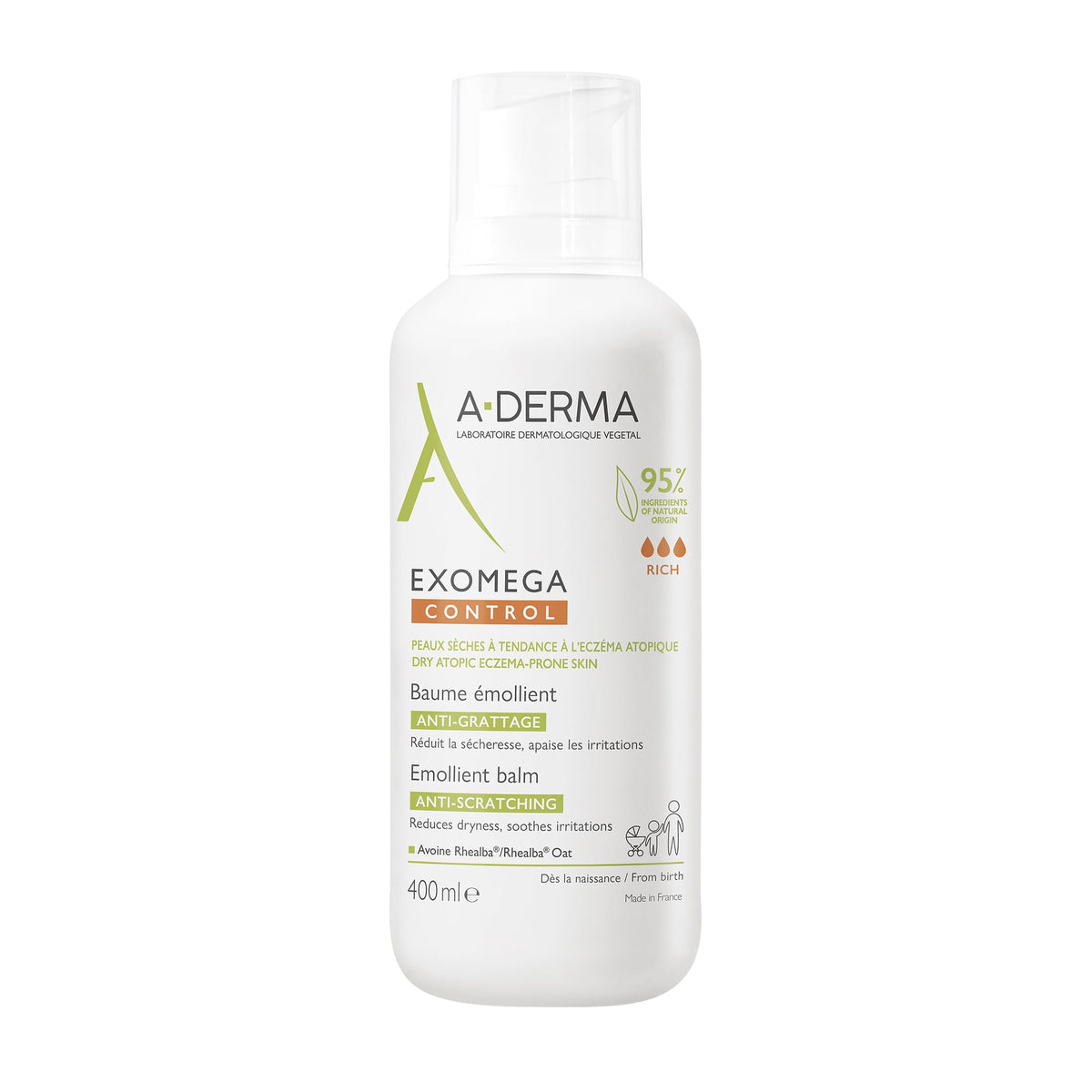 A-DERMA Exomega Control Crema Corporal Emoliente Piel Atopica Muy Seca 400ml