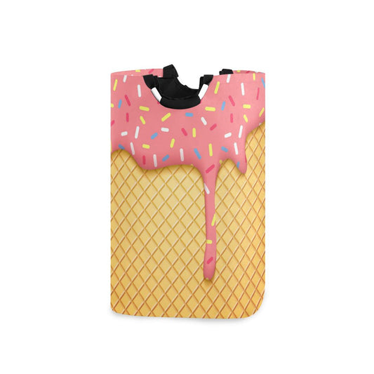 JUMBEAR Cesta de lavandería con cono de helado, plegable, grande, para guardería, con asa, para recámara, baño, recámara, habitación de los niños