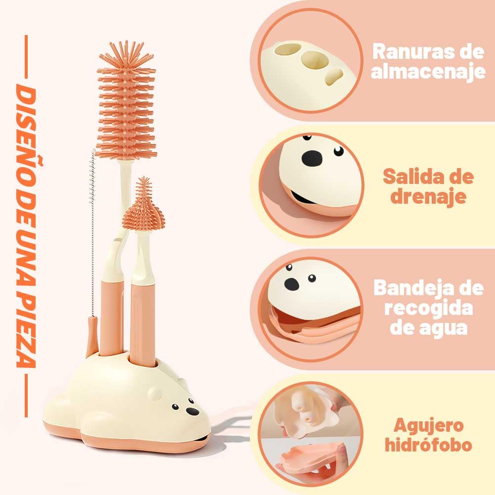EDWINAYY Juego de Cepillo para Biberones, 4 EN 1 Multifunción, Rosa