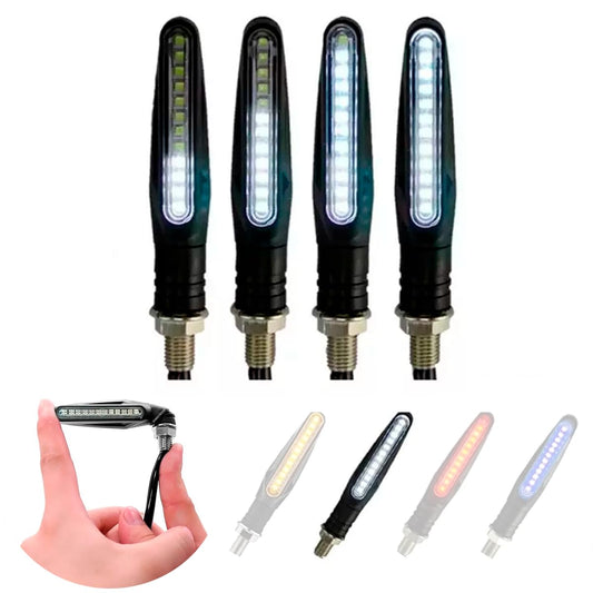 Direccionales Led Motocicleta Moto Secuencial Indicador Intermitente Luces 4pz (Blanco)