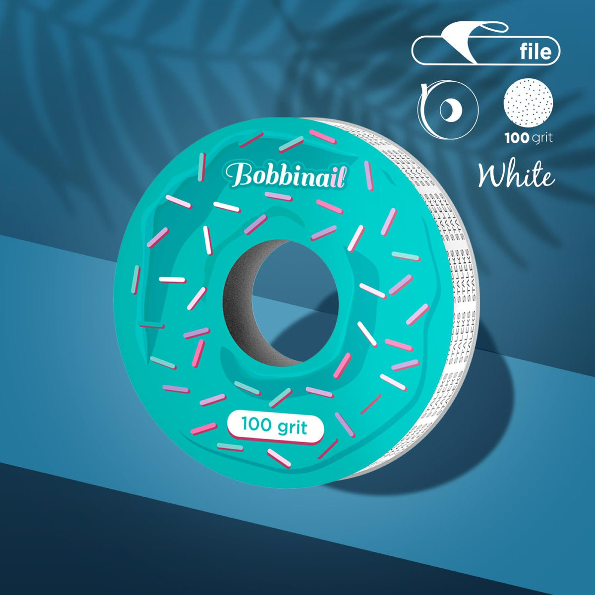STALEKS Pro Bobbinail - Lima desechable, color blanco, autoadhesiva, en rollo, para dispensador de limas de rosquilla, grano 100, 6 m