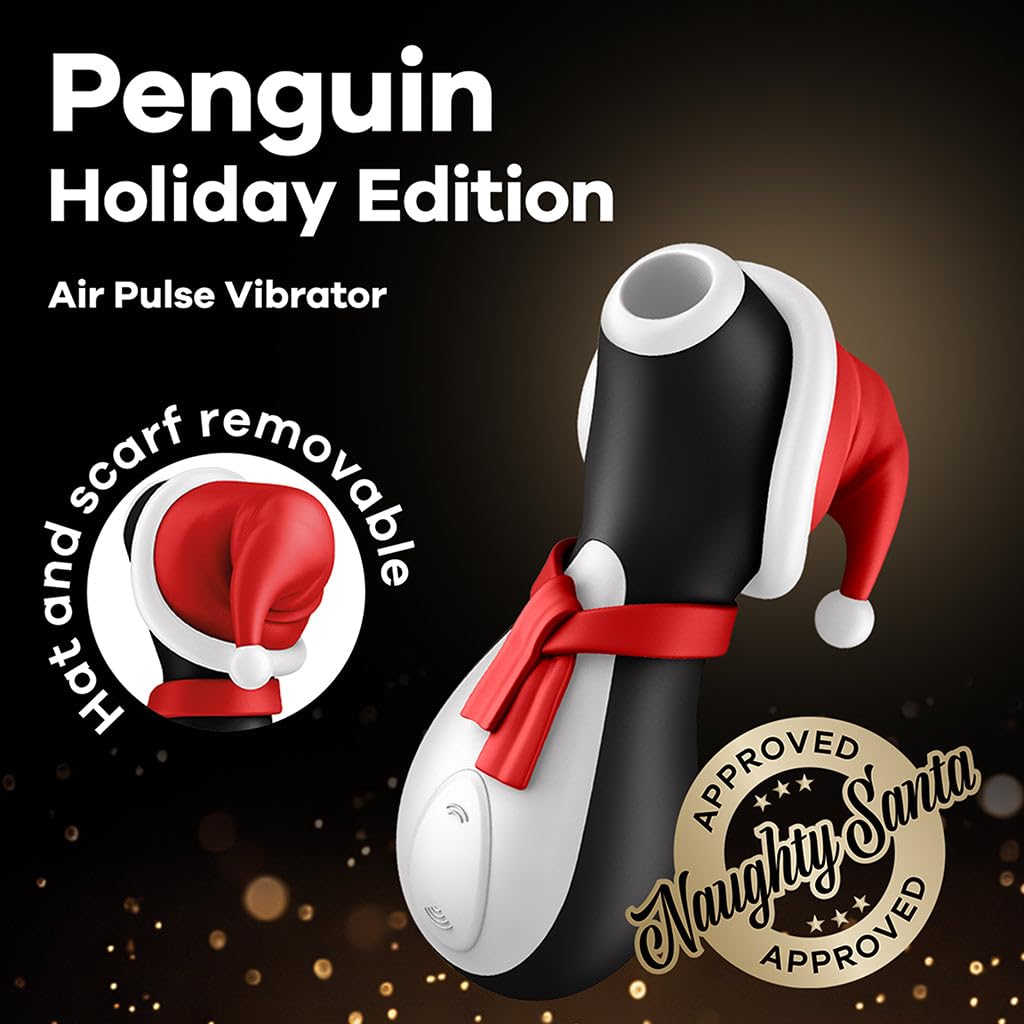 Estimulador de Clítoris Satisfyer Penguin Air-Pulse Edición Navideña Resistente al Agua y Recargable