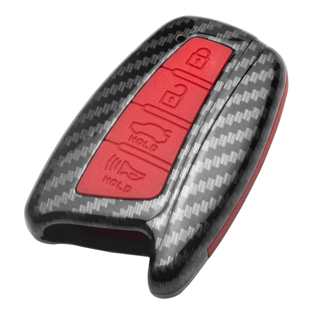 TANGSEN Smart Key Fob Funda personalizada Funda protectora Patrón de fibra de carbono negra Funda de silicona ABS para HYUNDAI AZERA EQUUS GENESIS SANTA FE SPORT Control remoto de entrada sin llave de 4 botones