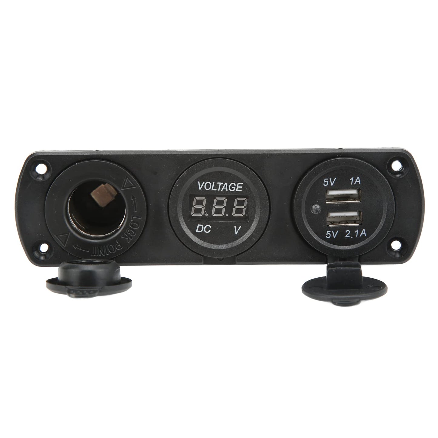 Panel de enchufe de cargador 3 en 1, 12 V, doble USB, toma de corriente, voltímetro digital LED y encendedor de cigarrillos, adaptador divisor hembra para camión, coche, barco, RV, piezas de automóviles