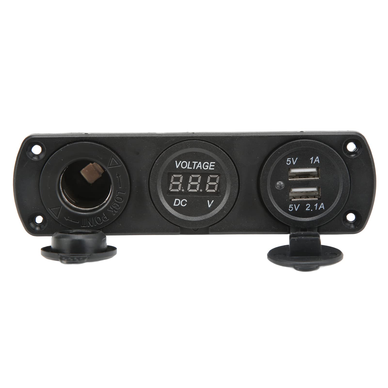 Panel de enchufe de cargador 3 en 1, 12 V, doble USB, toma de corriente, voltímetro digital LED y encendedor de cigarrillos, adaptador divisor hembra para camión, coche, barco, RV, piezas de automóviles