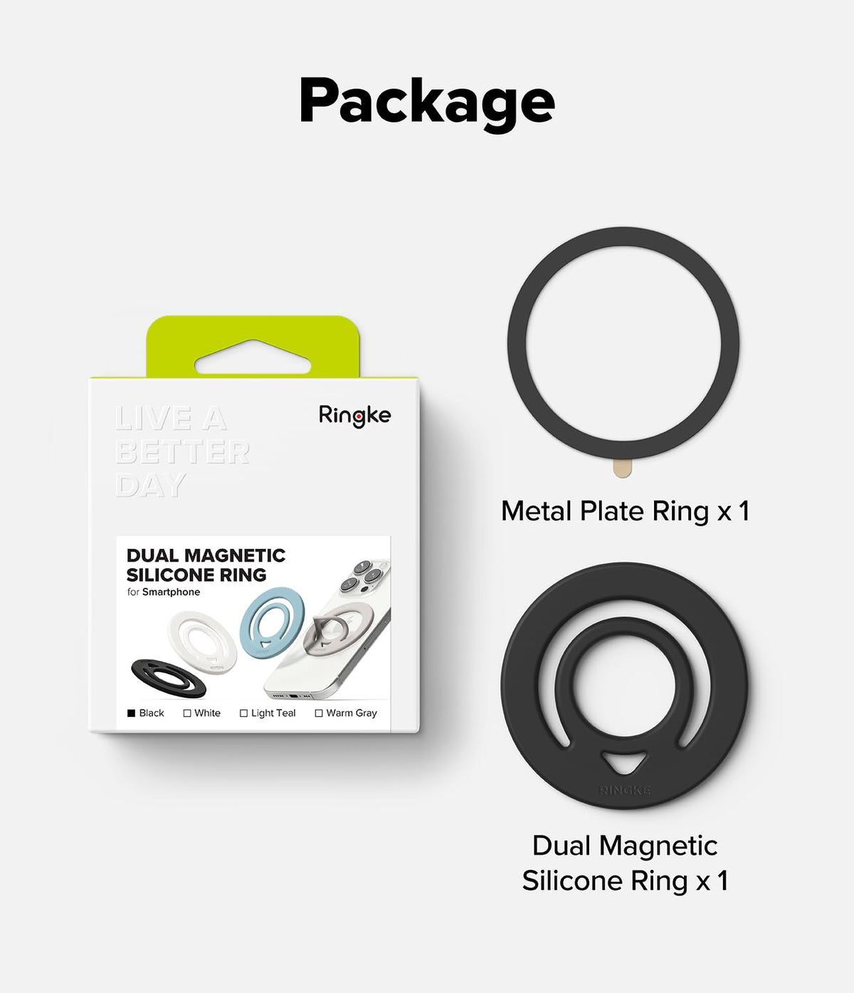 Anillo Magnético Dual Silicona Ringke Negro