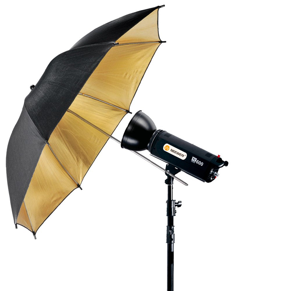 Neewer 33inch/84cm Black and Gold Reflective Lighting Umbrella - Great for Portrait Photography Studio