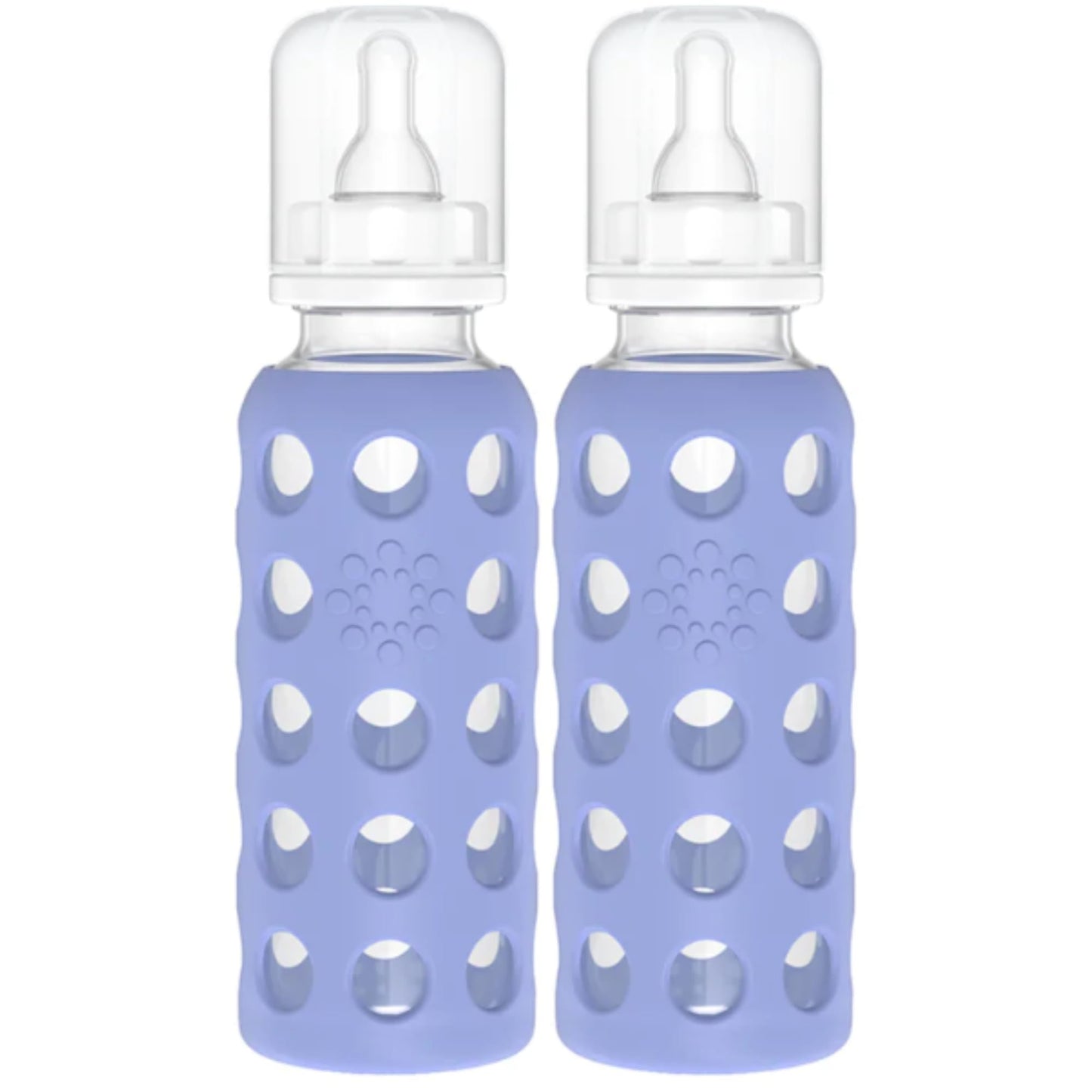 Lifefactory Glass Baby Bottle with Silicone Sleeve 9 Ounce, 2 Pack - Blueberry