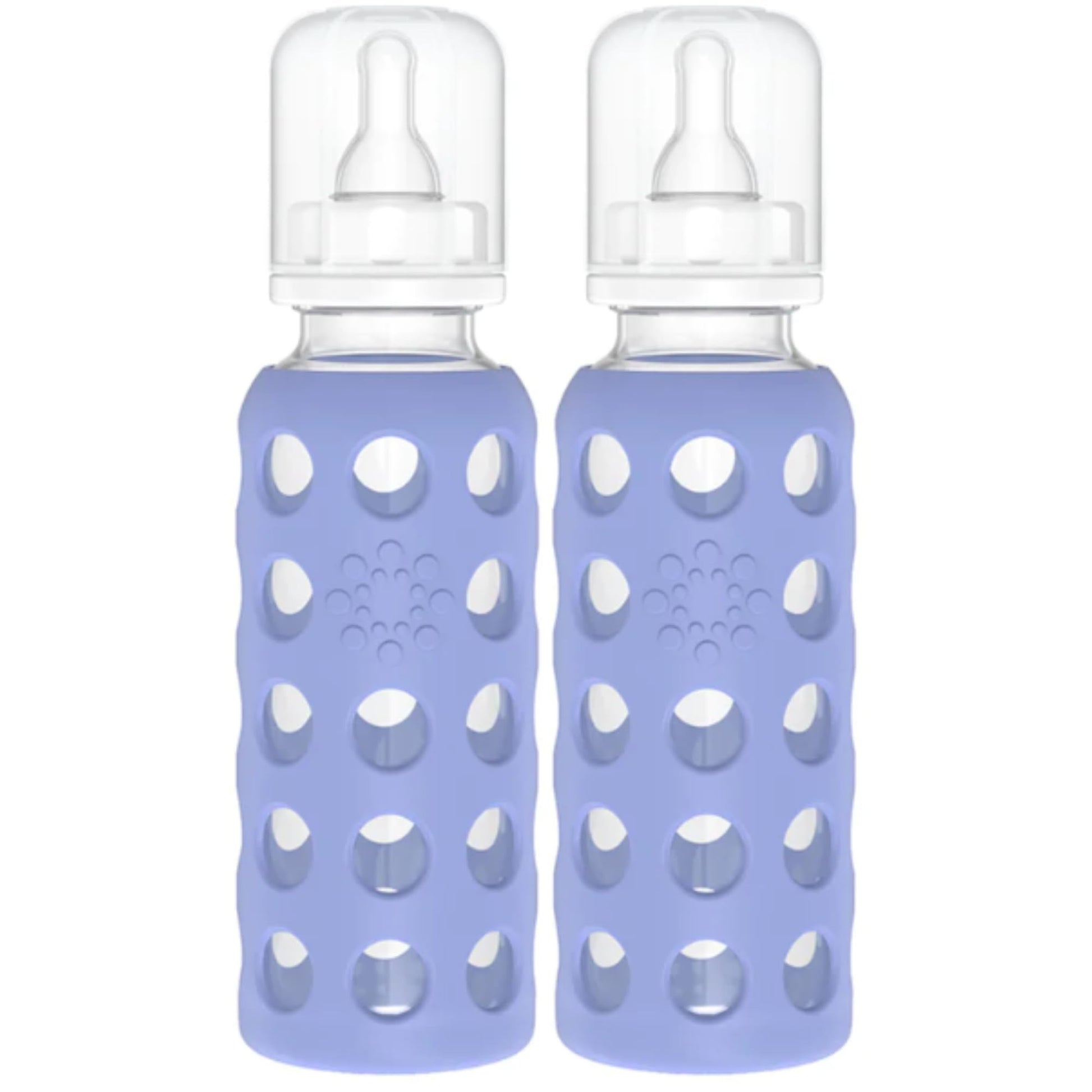 Lifefactory Glass Baby Bottle with Silicone Sleeve 9 Ounce, 2 Pack - Blueberry