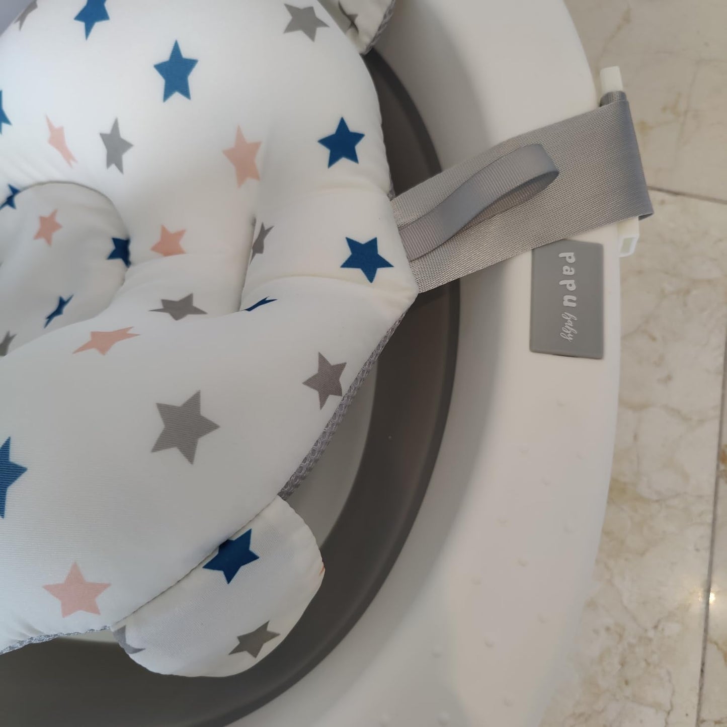 Bañera Plegable PAPU BABY Gris con Cojin para Bebés y Niños Pequeños