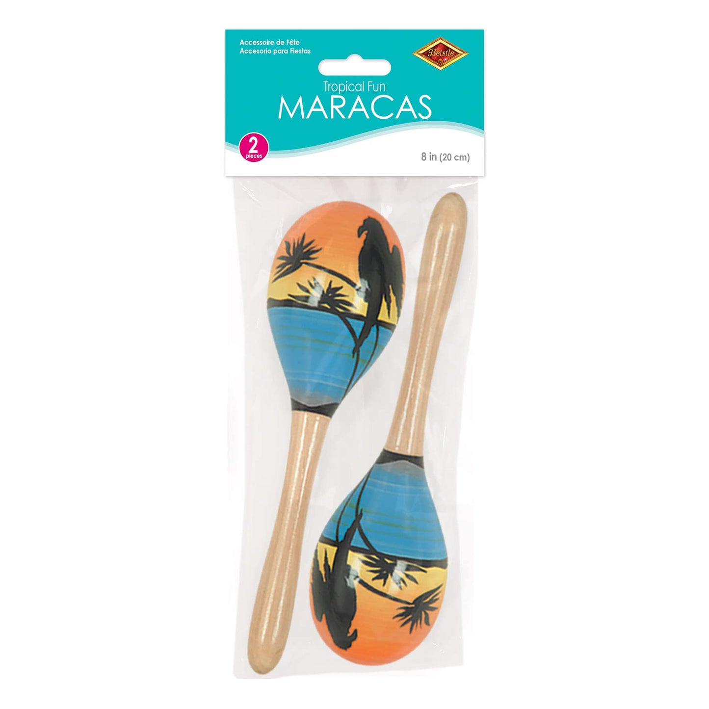 Beistle 60950-8 Tropical Fun Party Maracas, 2 per Package, Multicolored