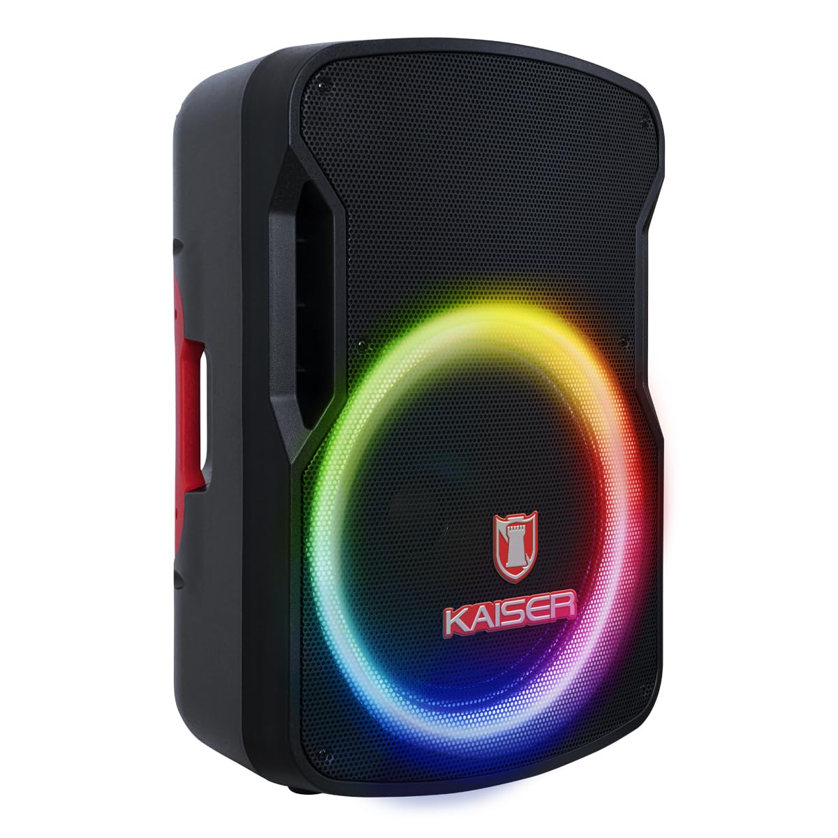Bafle Profesional de 15 Pulgadas Circle Light 80W RMS Recargable con KSR-Link, Bluetooth, FM, USB, Micro SD, Grabadora, Micrófono Alámbrico, Control Remoto y Stand Potencia de 80w RMS MSA-6516MX