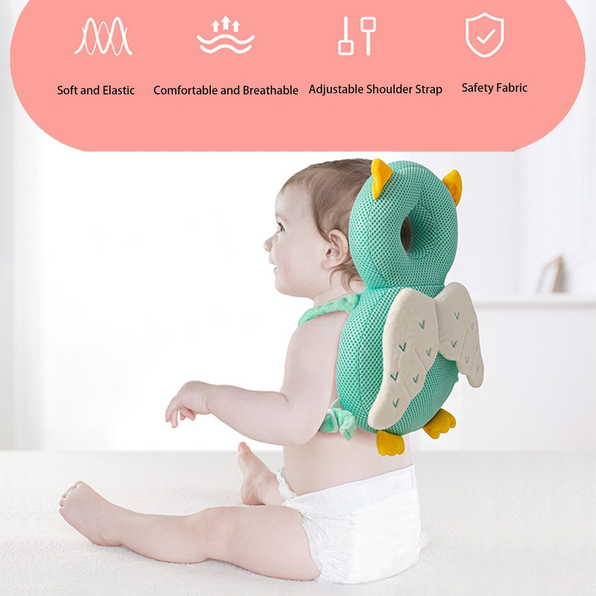 LOVOERNO Mochila protectora de cabeza para bebé con andadera, ajustable para niños pequeños, almohadilla de seguridad para protección de la cabeza (tigre lindo)
