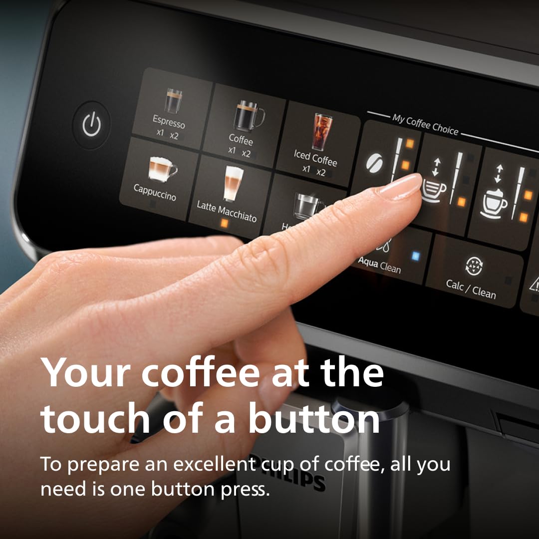 Máquina Espresso Philips 3300 Series Negra con Sistema LatteGo y 5 Variedades de Café