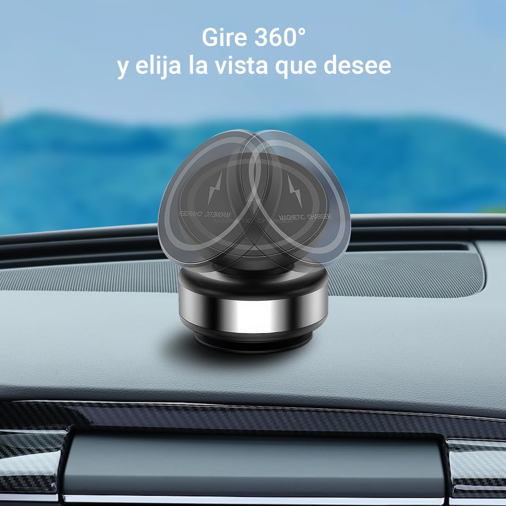 JESWO Cargador Inalámbrico Magnético 15W, Porta Celular para Auto, Cargador Inalámbrico para Auto, Soporte para Celular Automovil, Compatible con iPhone 16/15/14, Galaxy S23 S22