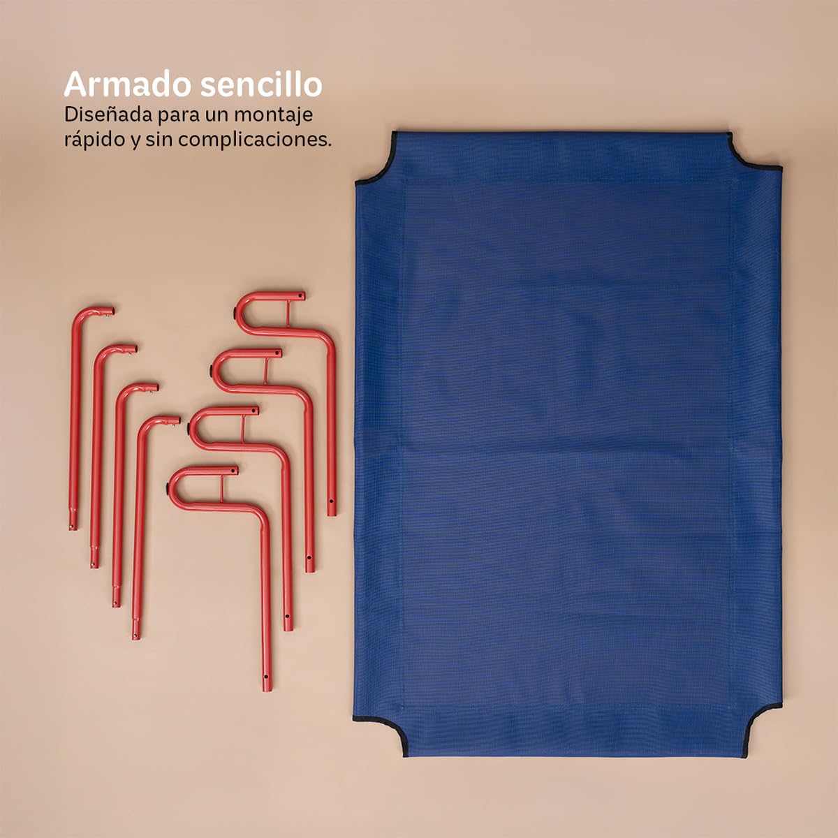 Cama Elevada Esquimal Azul Rojo con Malla Transpirable para Perro Chico Interior y Exterior