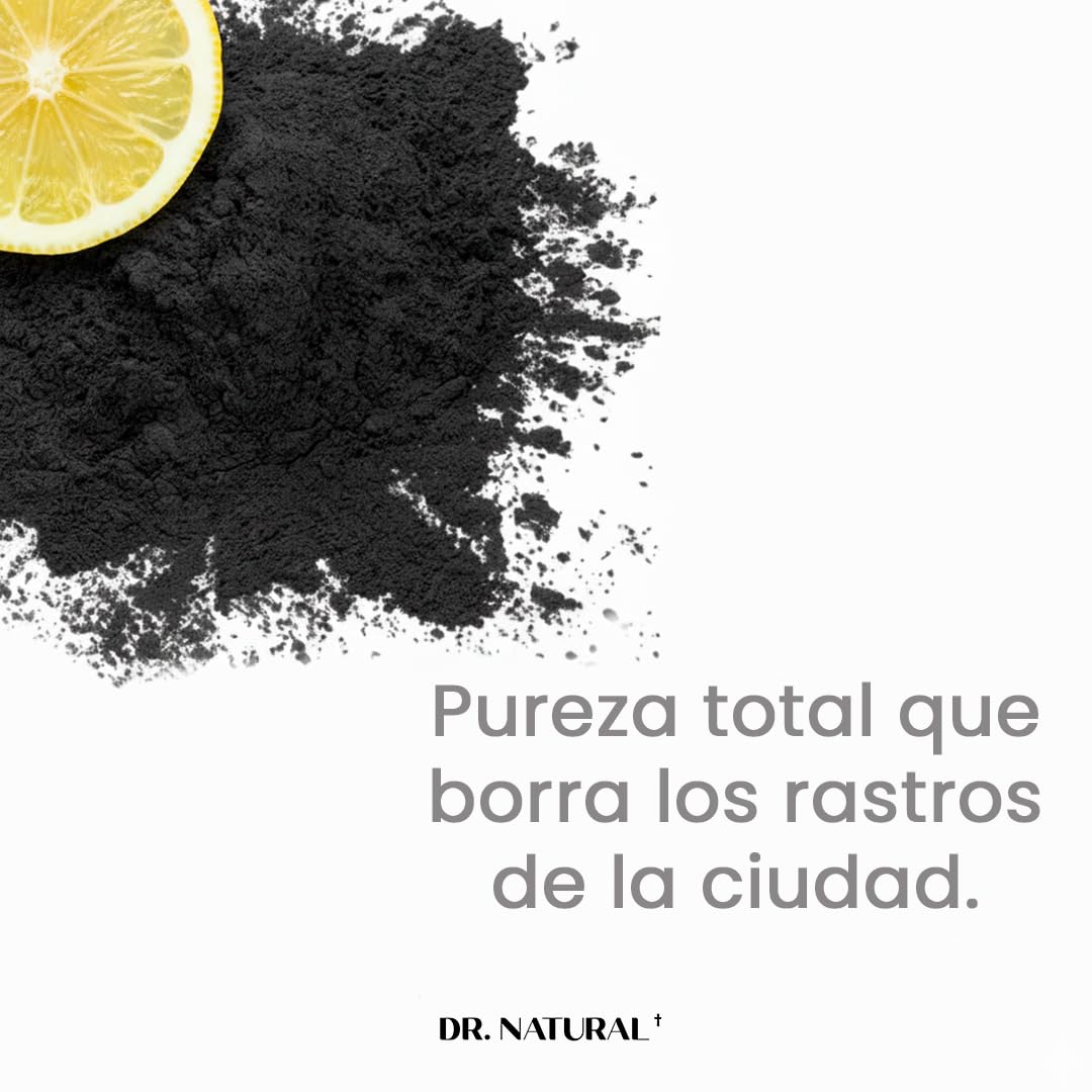 Dr. Natural Jabón Liquido Facial y para Cuerpo con Carbón Activado | Exfoliante Corporal y Facial | Natural, Vegano y Orgánico | Hecho de Plantas Con Aceite de Oliva y Coco, Manteca de Karité y Romero (473 ml, Cítricos)