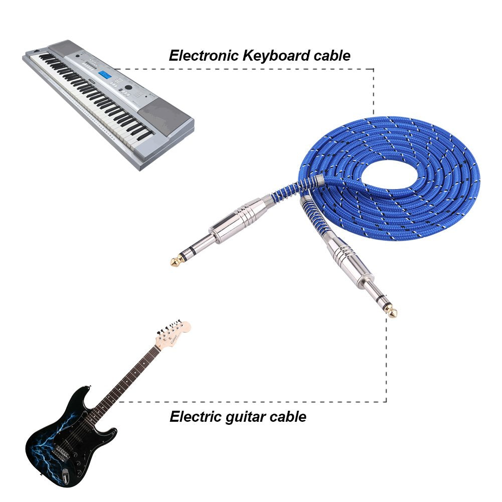 6.35 mm macho estéreo a 6.35 mm macho Jack Cable de audio estéreo balanceado, línea de interconexión balanceada para mezclador, guitarra eléctrica, amplificador, grabador de micrófono.(1.8m)