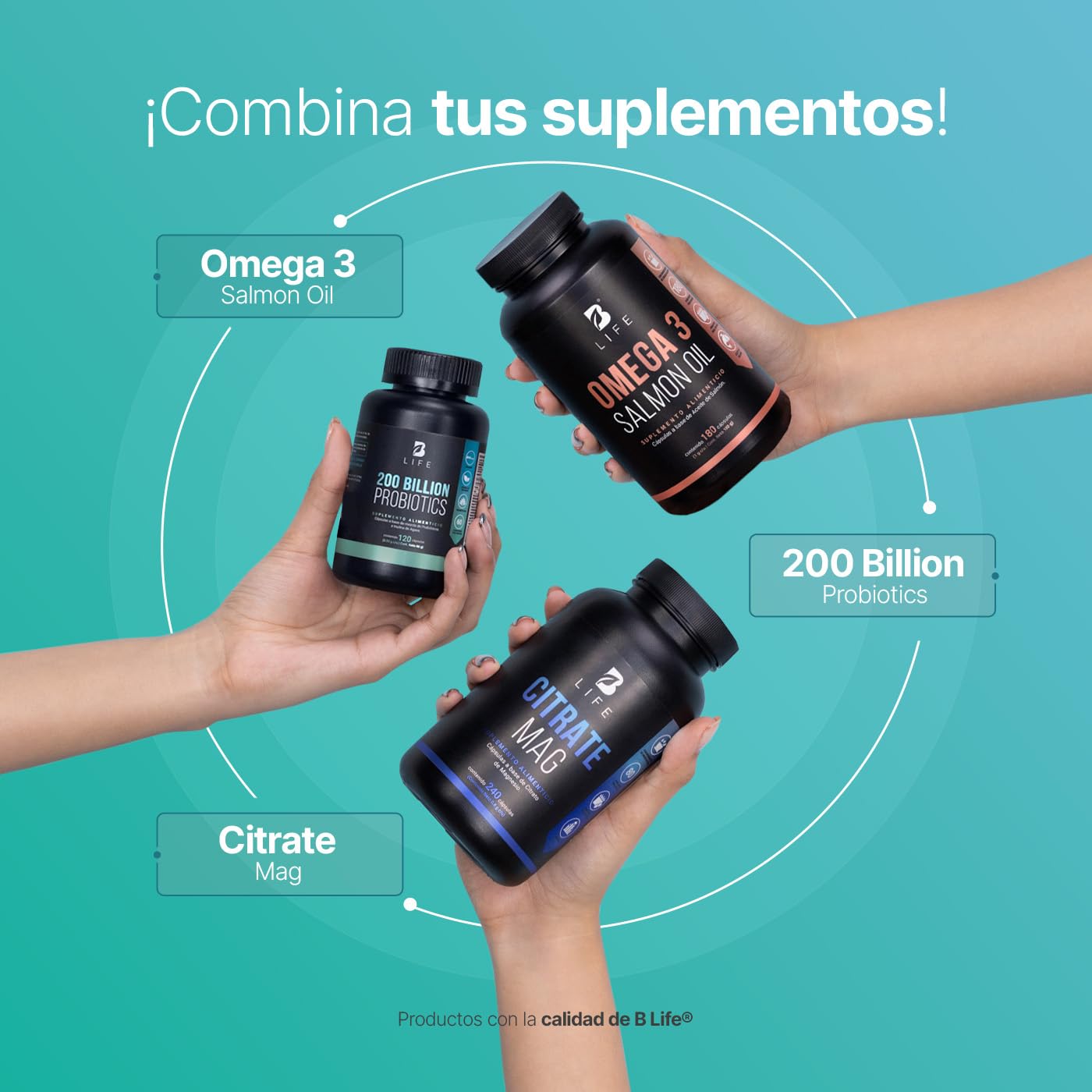 B Life Probióticos 200 Billones | 120 cápsulas | 11 Cepas con Inulina de Agave | Tecnología DRcaps | 200 Billion Probiotics.