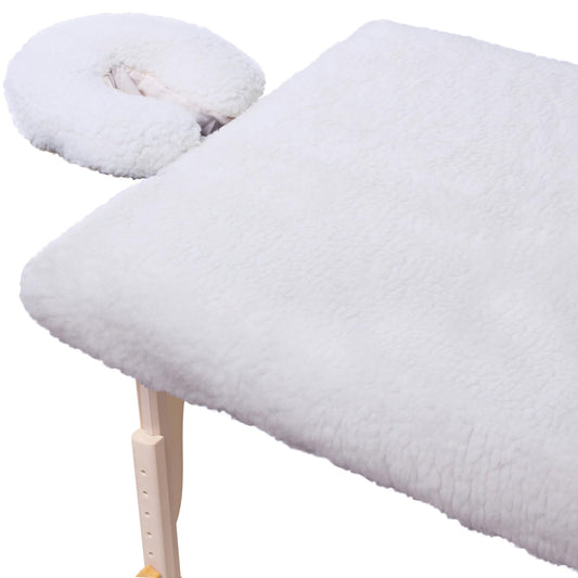 ForPro - Juego de almohadillas de masaje de forro polar suave y lujoso, extra suave, hipoalergénico, para mesas de masaje, incluye almohadilla de mesa de masaje y funda para reposabrazos, natural, 33 pulgadas de ancho x 74 pulgadas de largo x 5 pulgadas d