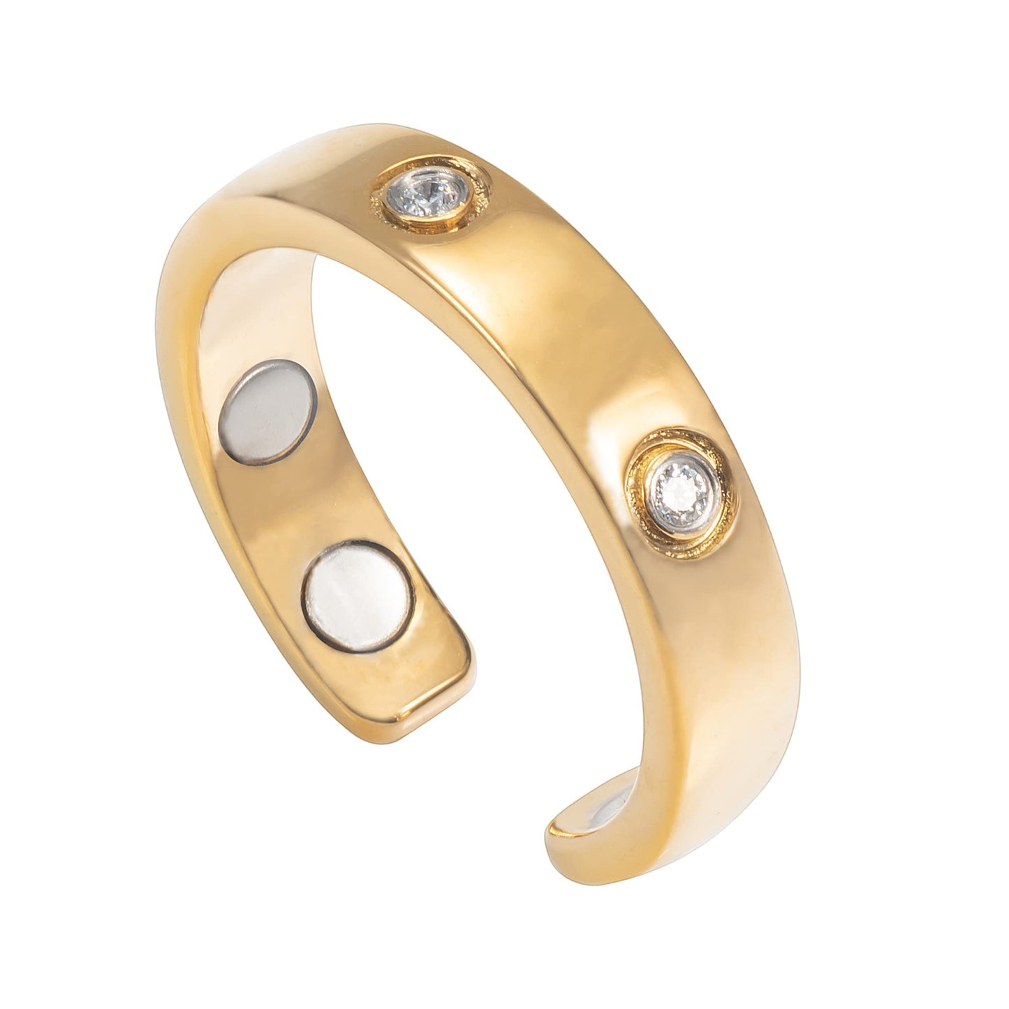 MagnetRX® Magnetic Ring for Women - Elegant Crystal Ring - Magnet Rings for Women (8, gold)