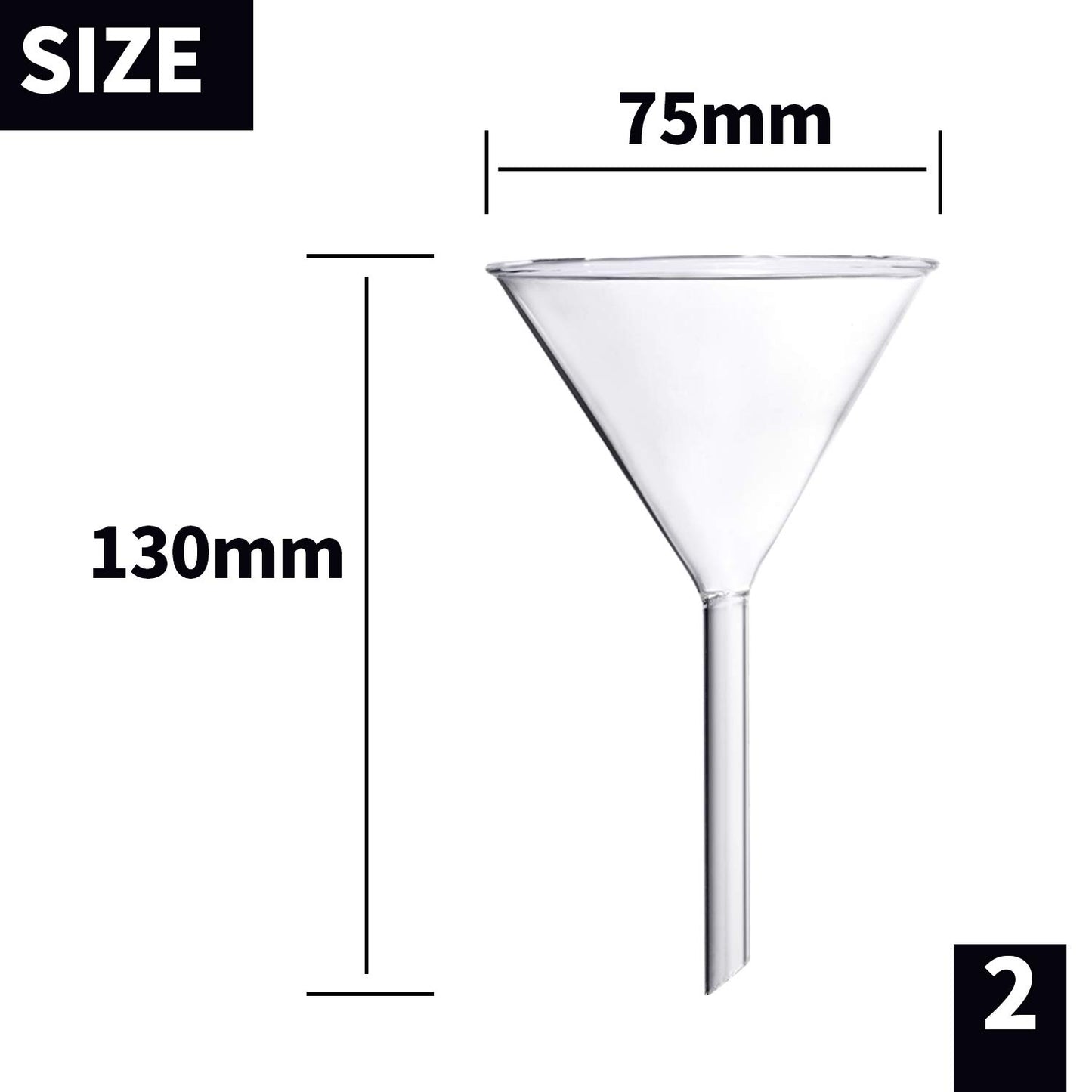 Juego de Embudos de Vidrio Young4us Transparente de Borosilicato para Laboratorio