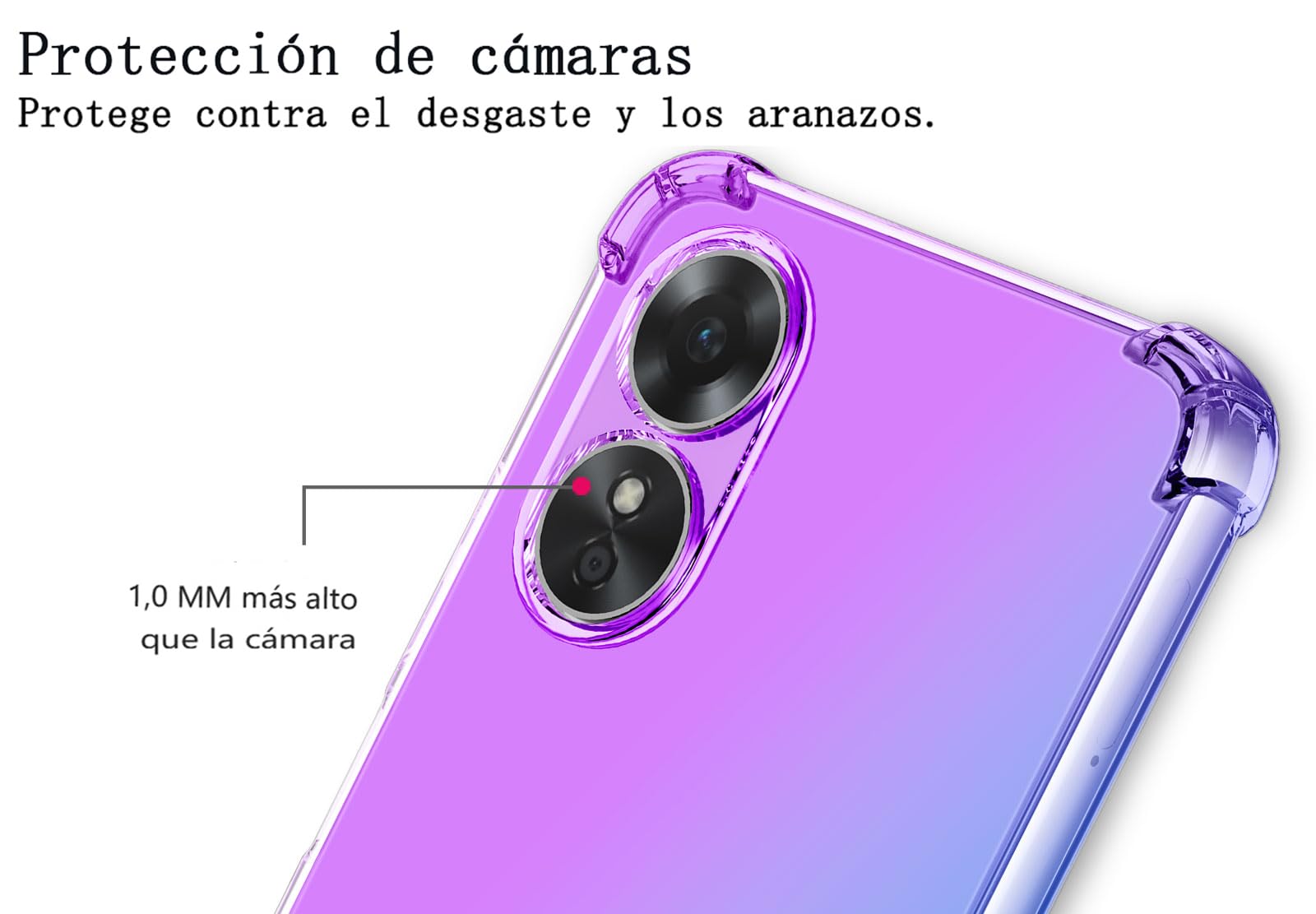 DABUNA Funda para OPPO A17 Case Uso Rudo,Transparente Colores Degradados Protectora de Cámara Anticaída Carcasa Bumper(Púrpura Azul)