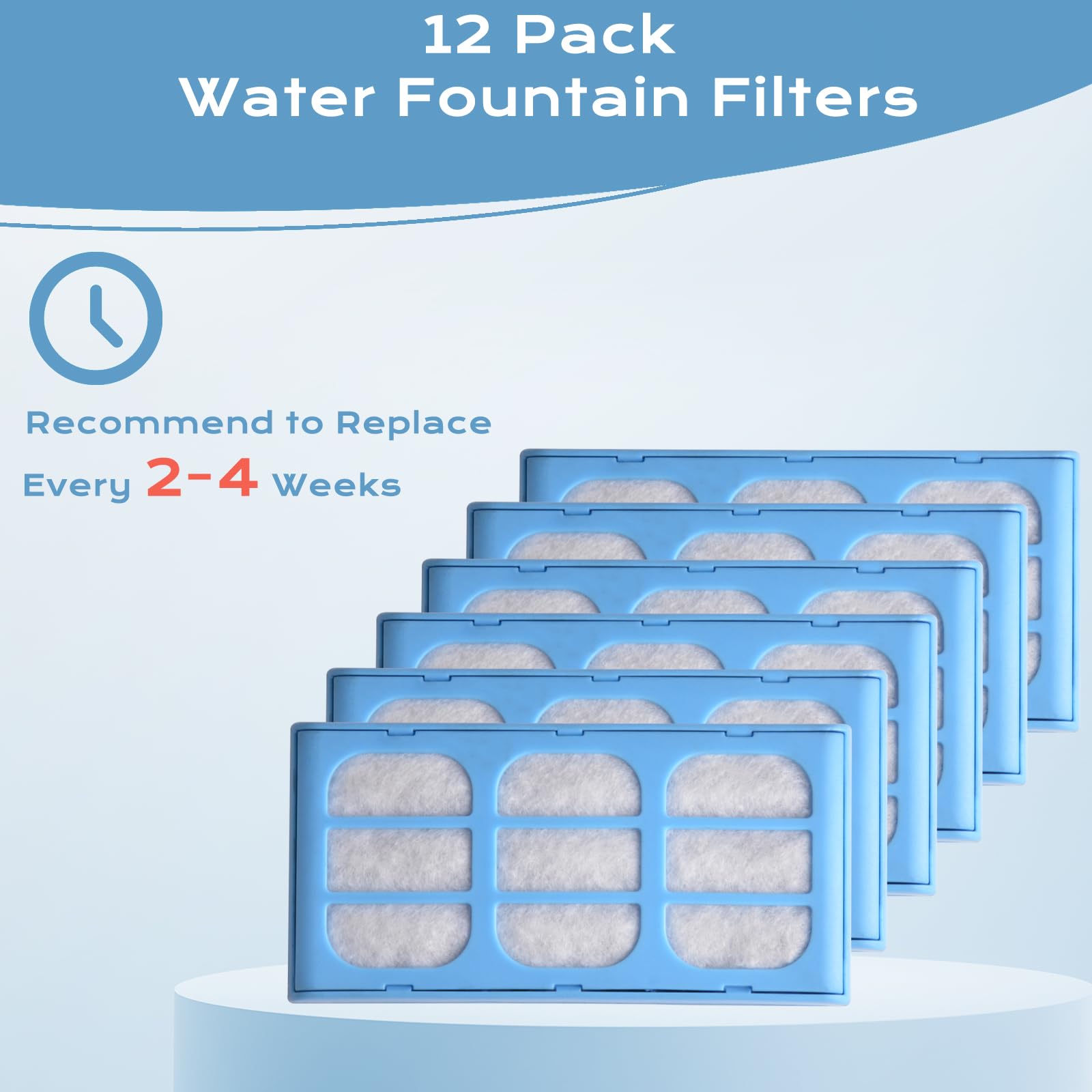 Filtro de fuente de agua para gatos, paquete de 12 compatibles con cartuchos de repuesto para mascotas Cat Dog Mate