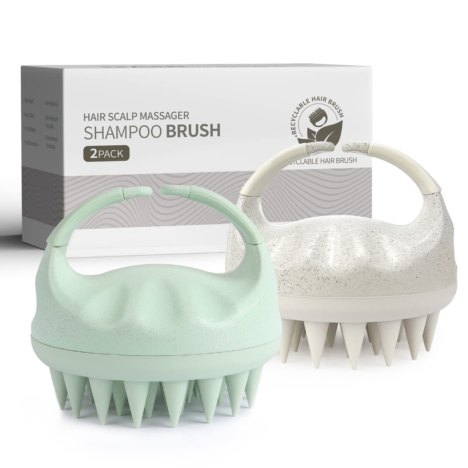 Sndyi Cepillo masajeador de cuero cabelludo, exfoliante de cuero cabelludo con cerdas de silicona suave, exfoliante de cuero cabelludo para eliminación de caspa, masajeador de cuero cabelludo para el crecimiento del cabello, cepillo de cabello seco húmedo