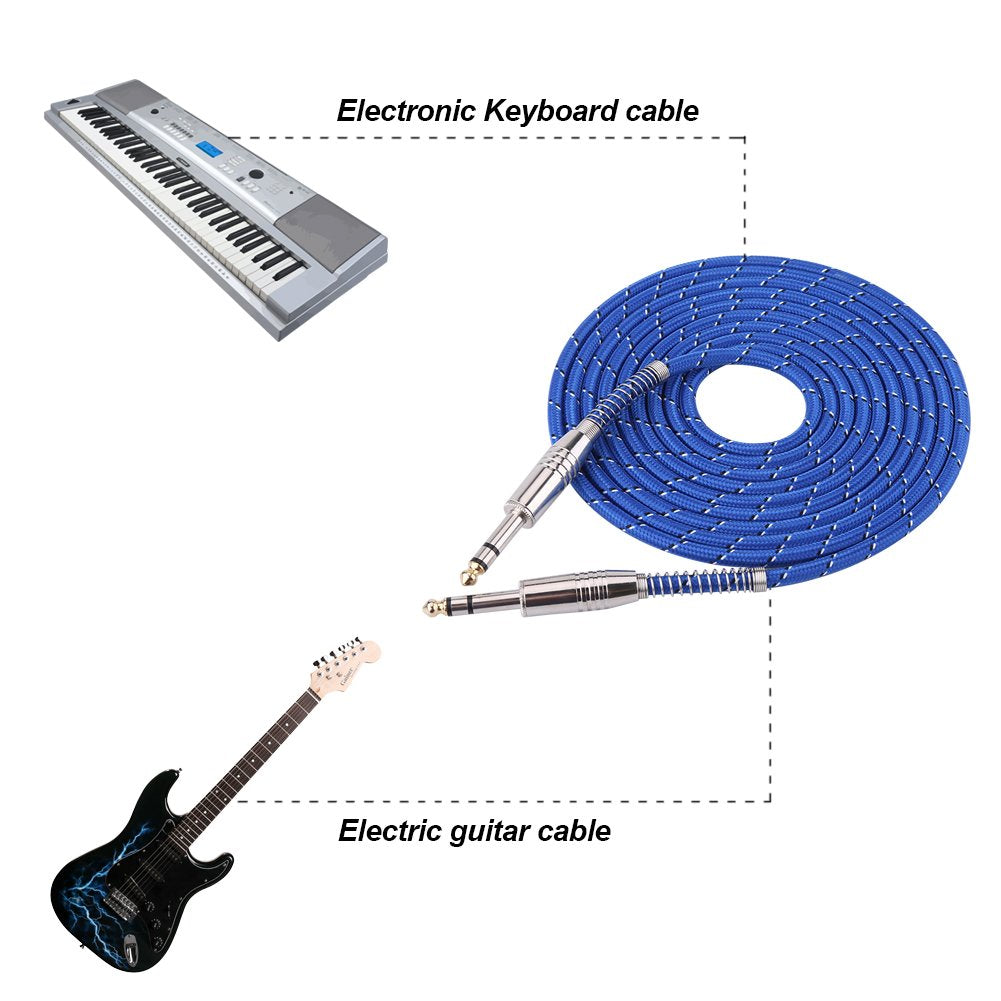 Hakeeta 6.35 mm macho estéreo a 6.35 mm macho Jack Cable de audio estéreo balanceado, línea de interconexión balanceada para mezclador, guitarra eléctrica, amplificador, grabador