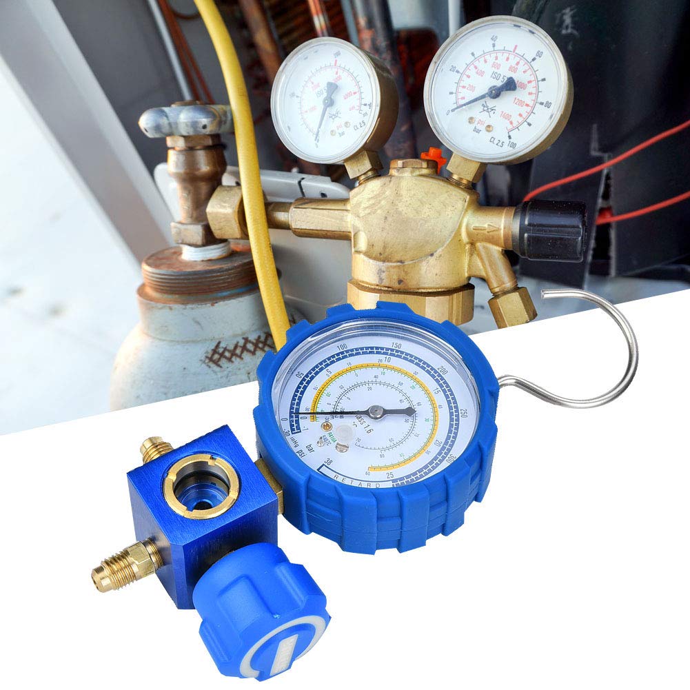 Manómetro de aire Acondicionado para R22 / R410A / R134A / R407C Herramienta de Refrigeración de Aire Acondicionado de Baja Presión con mirilla G1 / 4