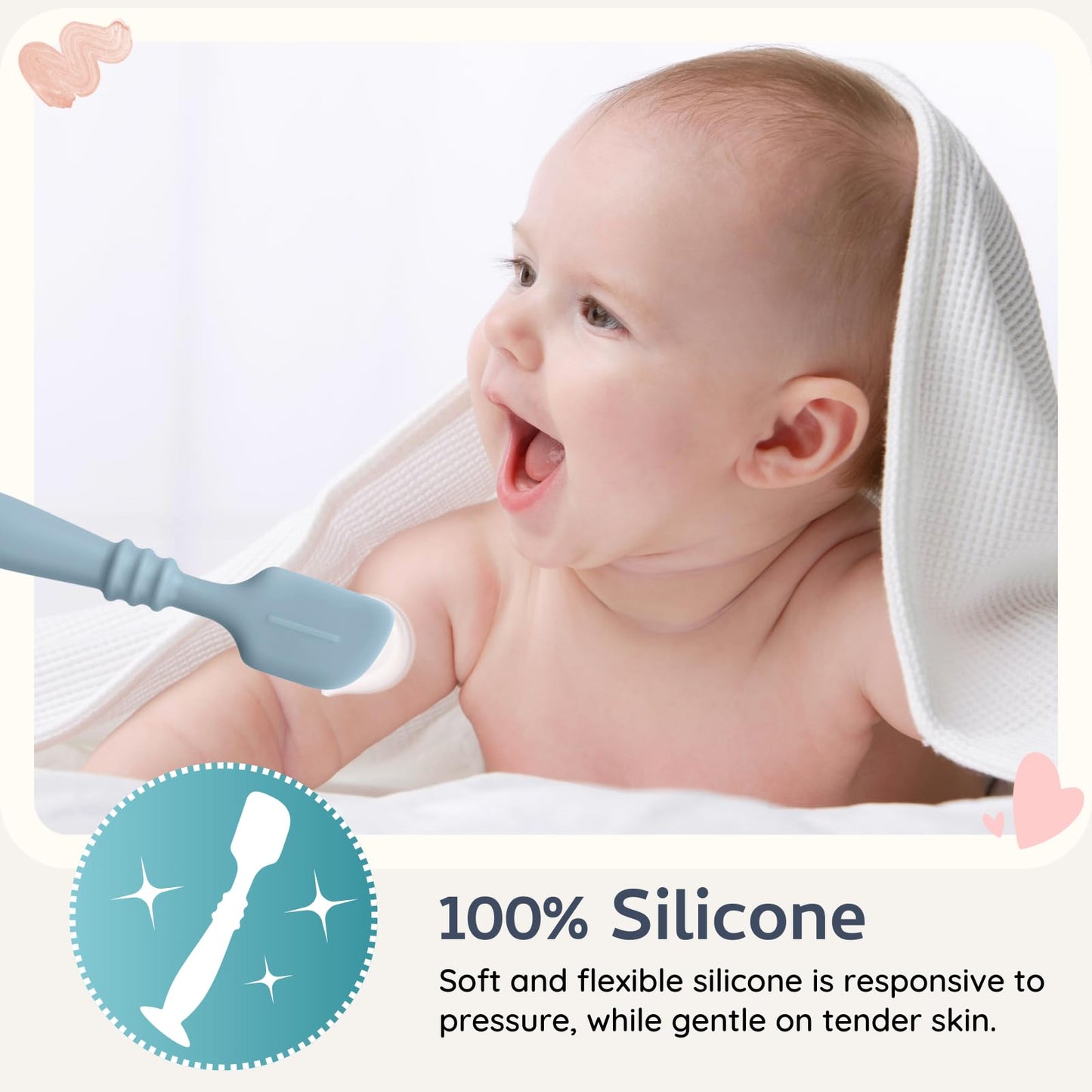 Nothomme 3 Paquetes De Aplicadores De Crema Para Pañales De Silicona Con Base De Succión, Espátula Aplicadora De Crema Para Pañales Para Bebés, Cepillo De Silicona Suave Para Crema Para Pañales(Salvia