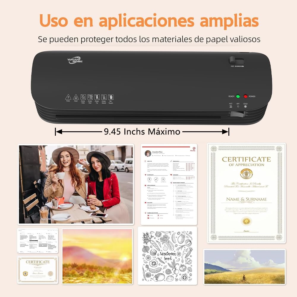 Laminadora Enmicadora Térmica+Cortador de Papel+300 Hojas Laminadoras,6 en 1 Laminador Térmico Personal con Recortadora de Papel y Redondeadora de Esquinas para Casa y Oficina