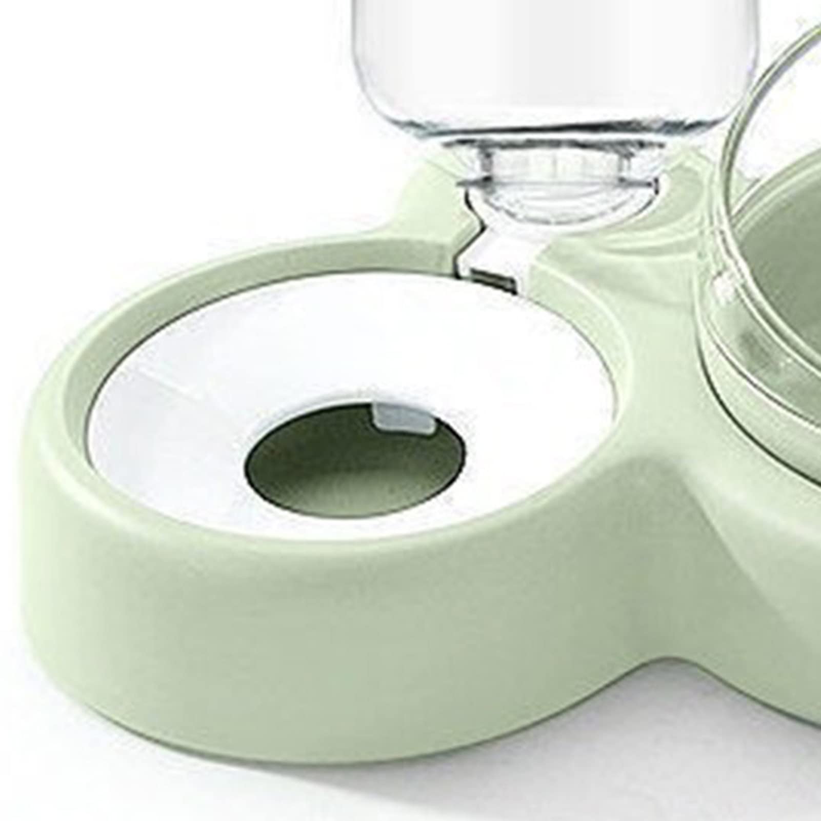 AMONIDA Plato Triple para Mascotas, Diseño Inclinable, Juego de Tazones de Agua para Mascotas, Protección de la Columna Cervical, Inodoro con Botella de Agua, Gato y Perro (Verde)