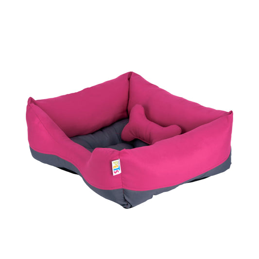 Fancy Pets Cama Rectangular para Perro Tamaño Chico Color Rosa con Gris