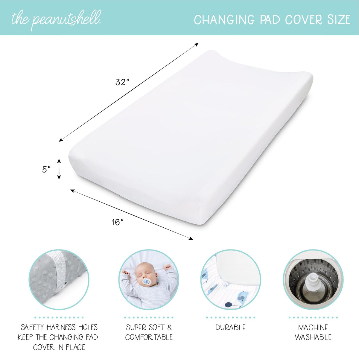 The Peanutshell - Juego de 3 fundas para cambiador para bebé o niño, ultra suave, se adapta a cambiadores estándar, duraderas, lavables a máquina, elefante celestial