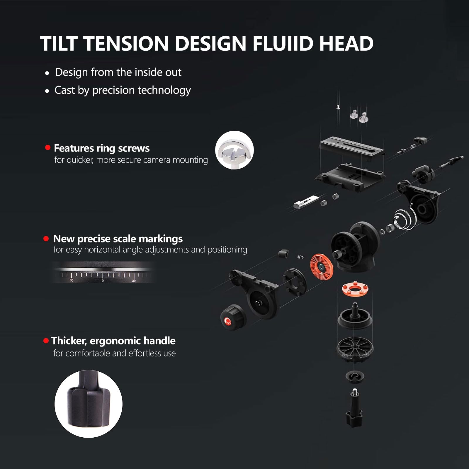 Trípode de Cámara RAUBAY Aluminio Resistente con Cabezal Fluido y Placa QR 70 Pulgadas